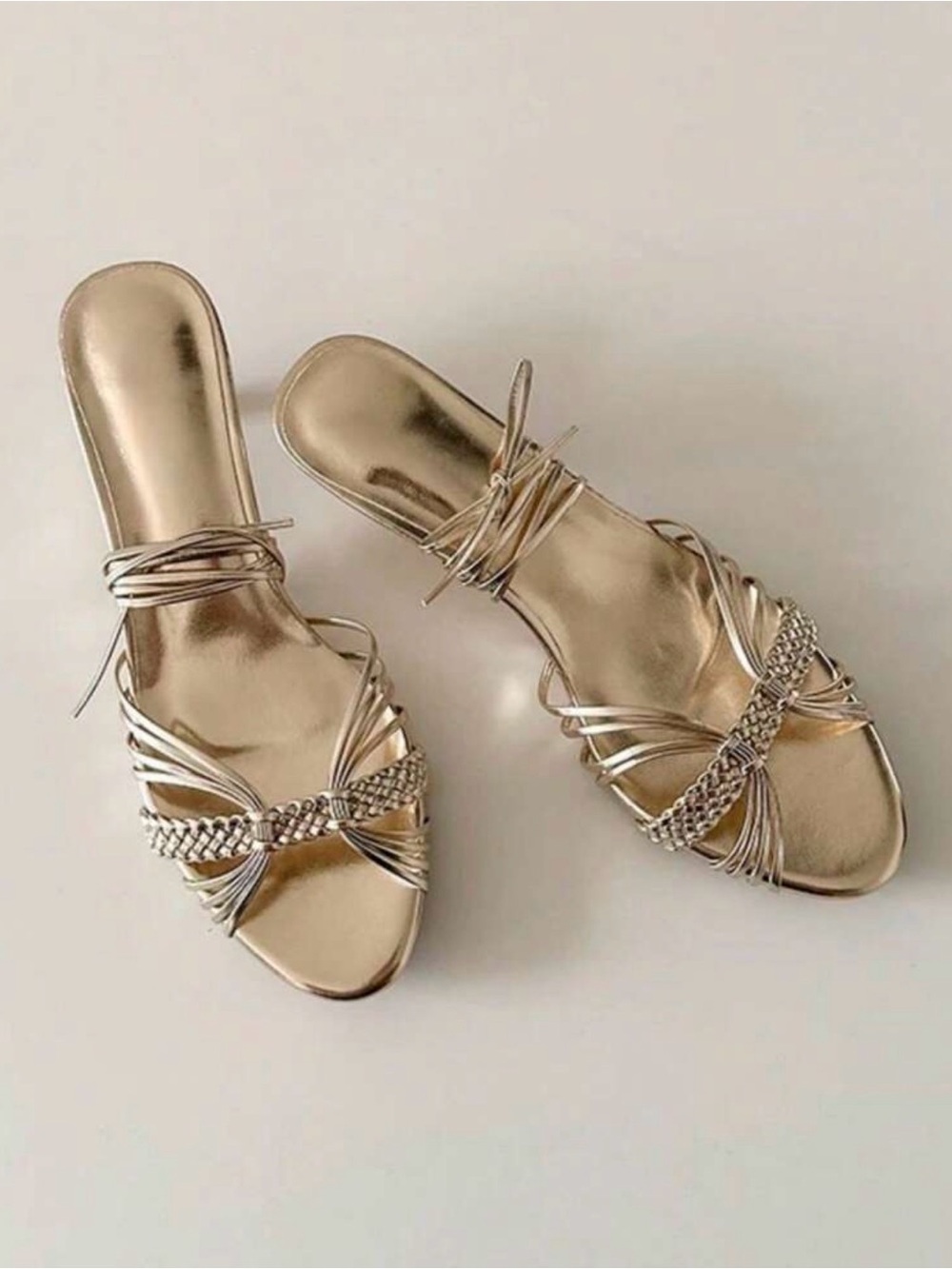 Elegant Gold Strappy Kitten Heel Sandals for Women